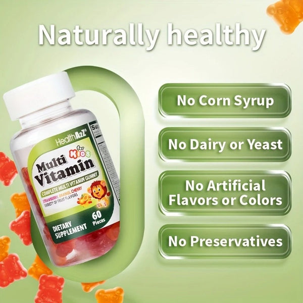 HealthA2Z - Kids Multivitamin Gummies Strawberry Orange Cherry Mixed Fruit - 60 Count