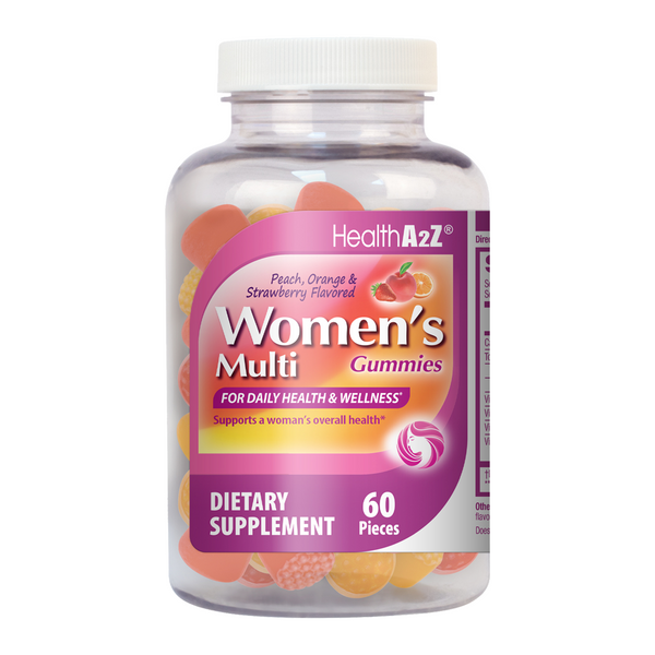 HealthA2Z - Women's Multivitamin Gummies (Peach, Orange & Strawberry Flavored) - 60 Count
