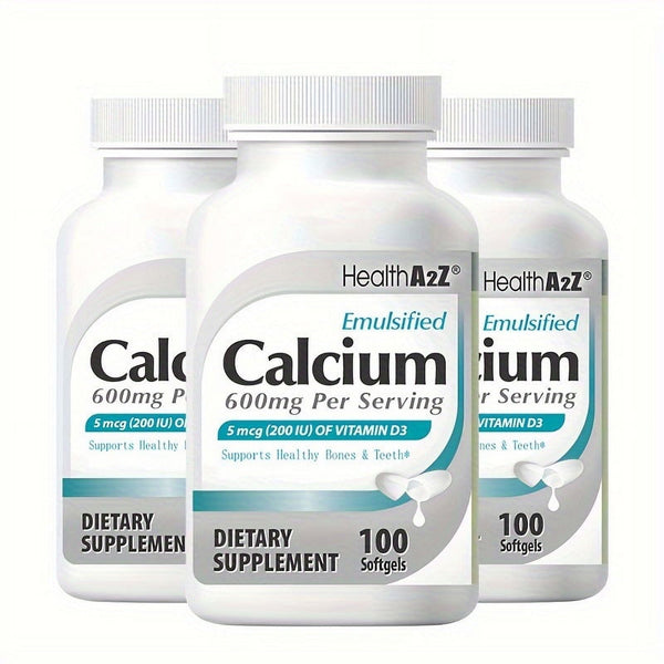 HealthA2Z - Emulsified Calcium with Vitamin D3 Softgels - 100 Count