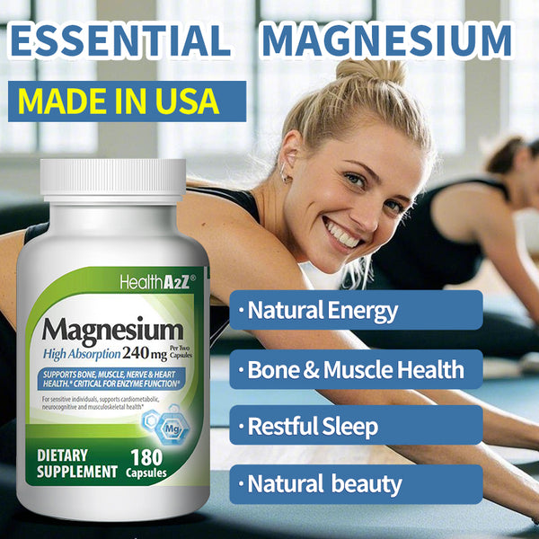HealthA2Z®  Magnesium Glycinate 240MG | Supports bone, muscle, nerve, and heart health | 180 count