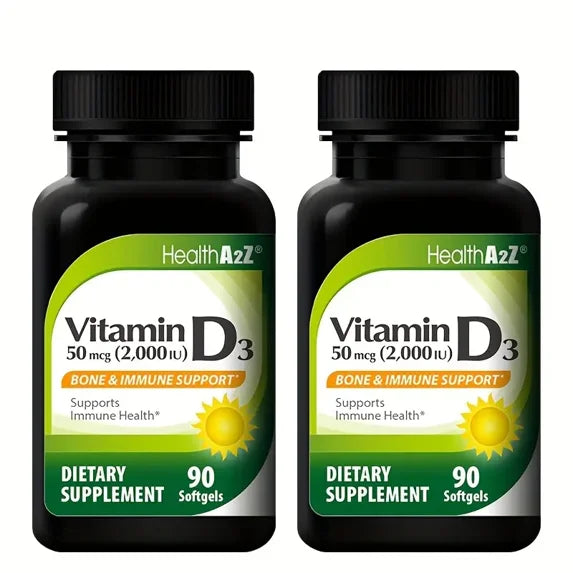 HealthA2Z - Vitamin D3 50 mcg (2000 IU) Softgels - 90 Count
