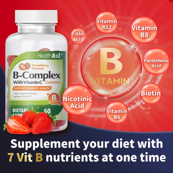 HealthA2Z - Strawberry Flavored B-Complex Gummies - 60 Count