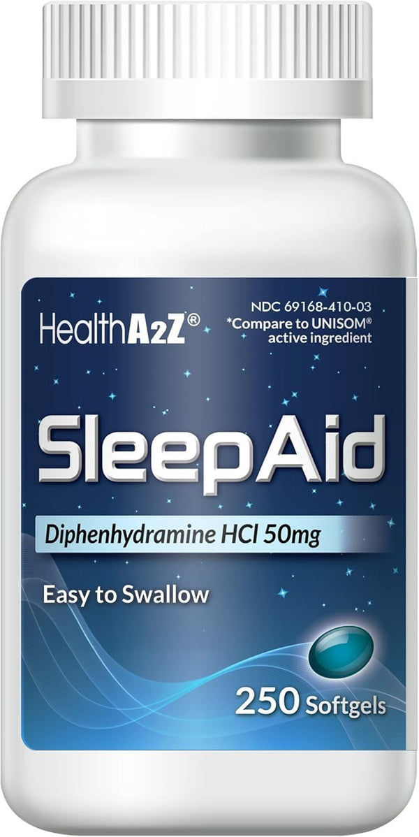 HealthA2Z – Sleep Aid Diphenhydramine HCl 50 mg – Softgels – 250 Count