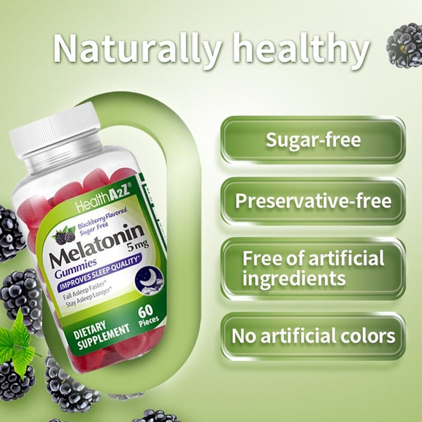 HealthA2Z - Sugar Free Melatonin Gummies (Blackberry Flavored) - 60 Count