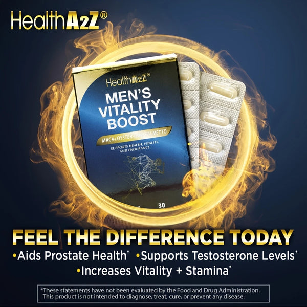 HealthA2Z® - Men's Vitality Boost with Maca & Saw Palmetto Capsules - 30 Count