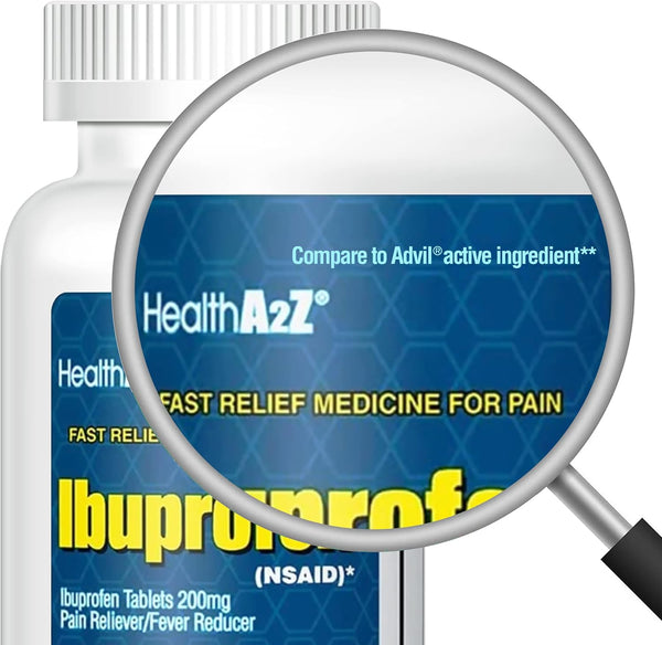 HealthA2Z – Ibuprofen 200 mg Pain Reliever/Fever Reducer – 500 Tablets