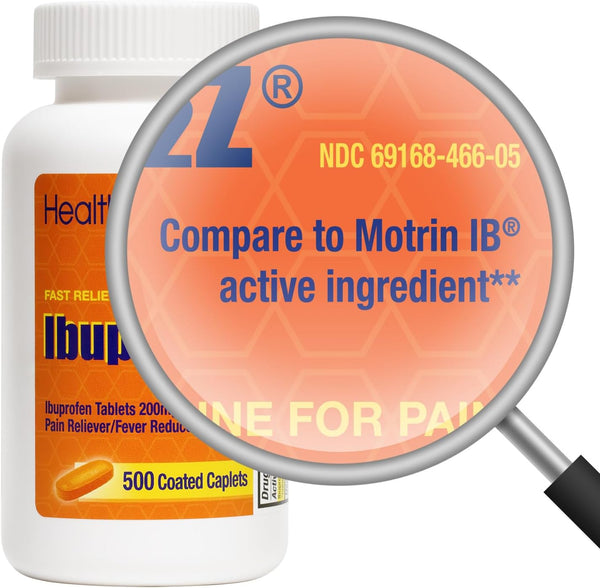 HealthA2Z – Ibuprofen 200 mg Pain Reliever/Fever Reducer NSAID – Orange Coated Tablets – 500 Count