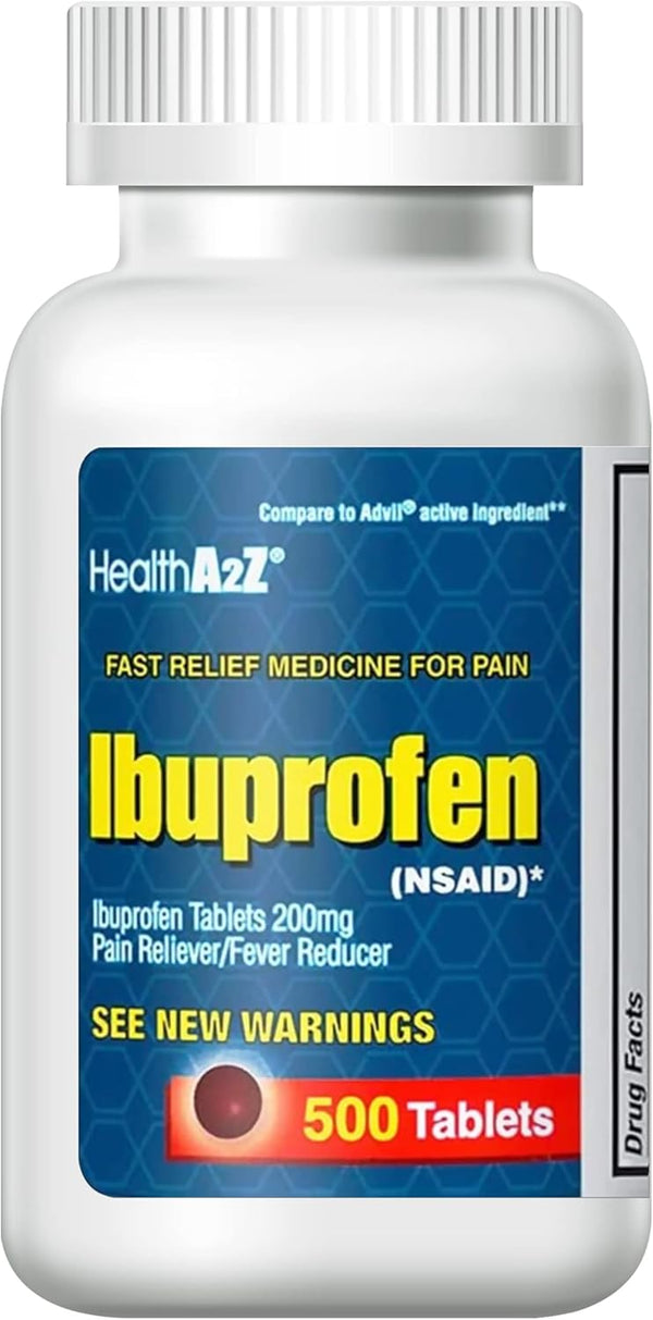 HealthA2Z – Ibuprofen 200 mg Pain Reliever/Fever Reducer – 500 Tablets