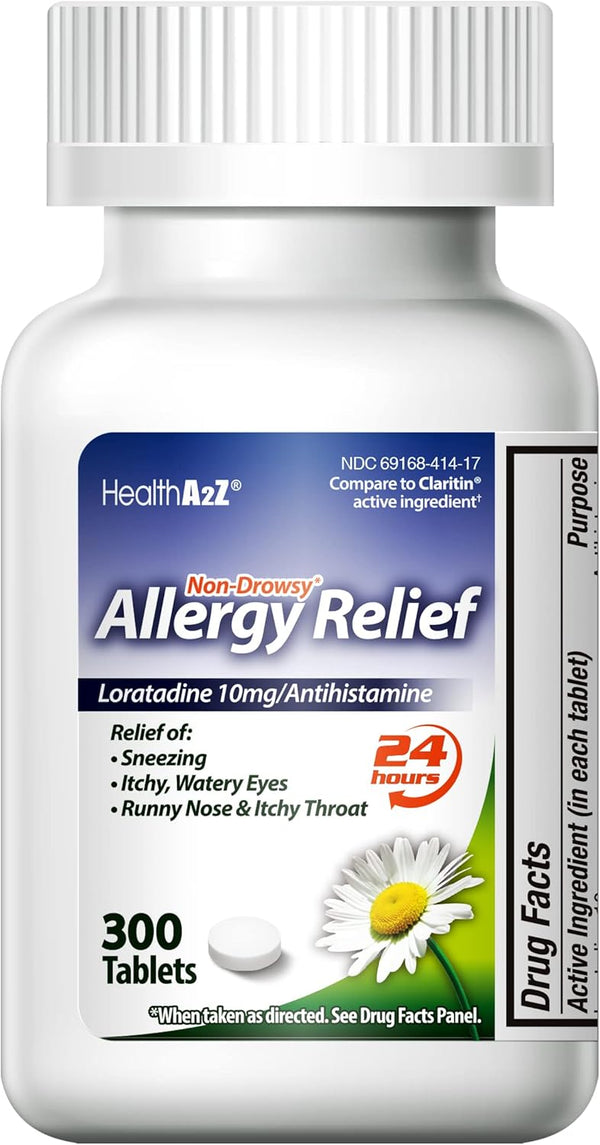 HealthA2Z – Loratadine 10 mg Allergy Relief Antihistamine – 24 Hour Relief – 300 Tablets