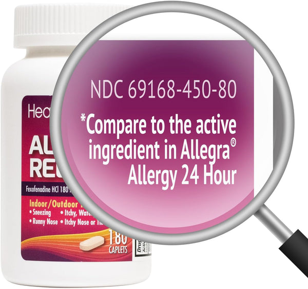 HealthA2Z – Fexofenadine HCl 180 mg Allergy Relief Antihistamine – 24 Hour Indoor/Outdoor – 180 Caplets