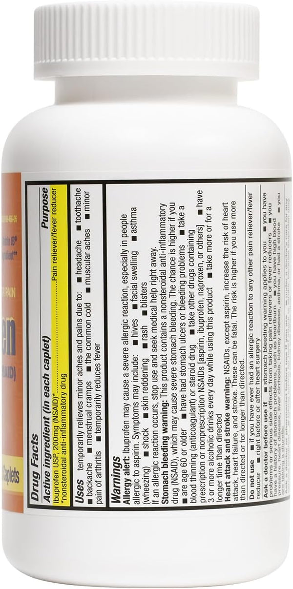 HealthA2Z – Ibuprofen 200 mg Pain Reliever/Fever Reducer NSAID – Orange Coated Tablets – 500 Count