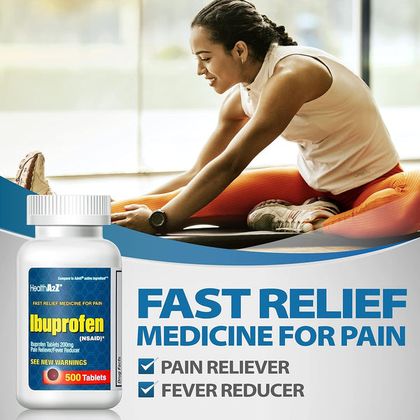 HealthA2Z – Ibuprofen 200 mg Pain Reliever/Fever Reducer – 500 Tablets
