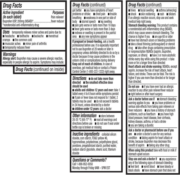HealthA2Z – Ibuprofen 200 mg Pain Reliever/Fever Reducer – 500 Tablets