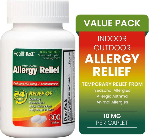 HealthA2Z – Cetirizine 10 mg Allergy Relief – 300 Tablets