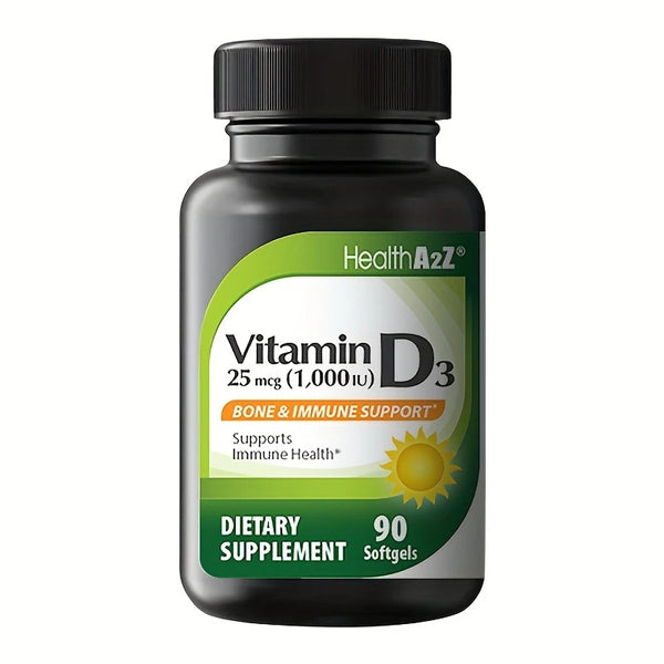HealthA2Z - Vitamin D3 25 mcg (1000 IU) Softgels - 90 Count