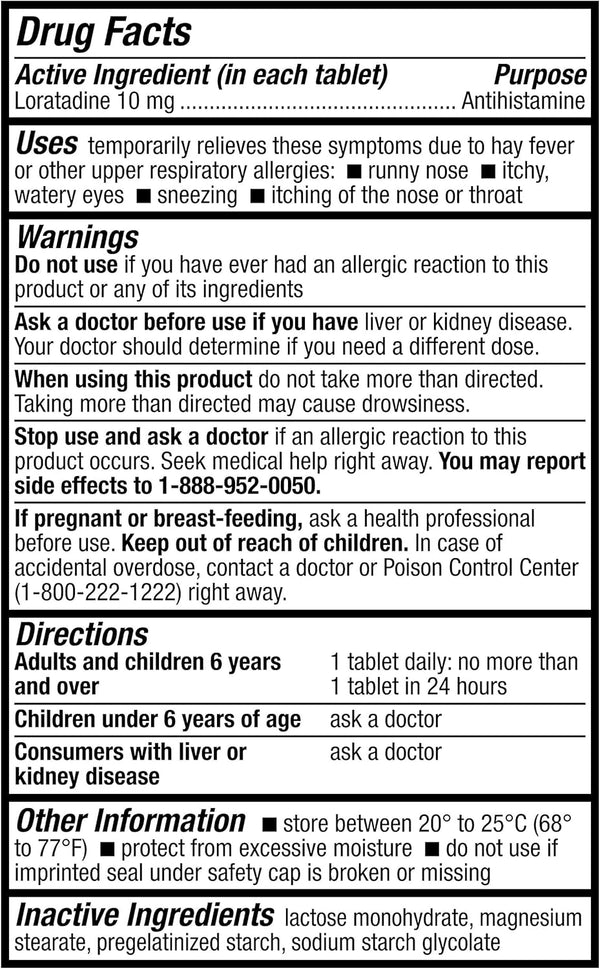 HealthA2Z – Loratadine 10 mg Allergy Relief Antihistamine – 24 Hour Relief – 300 Tablets