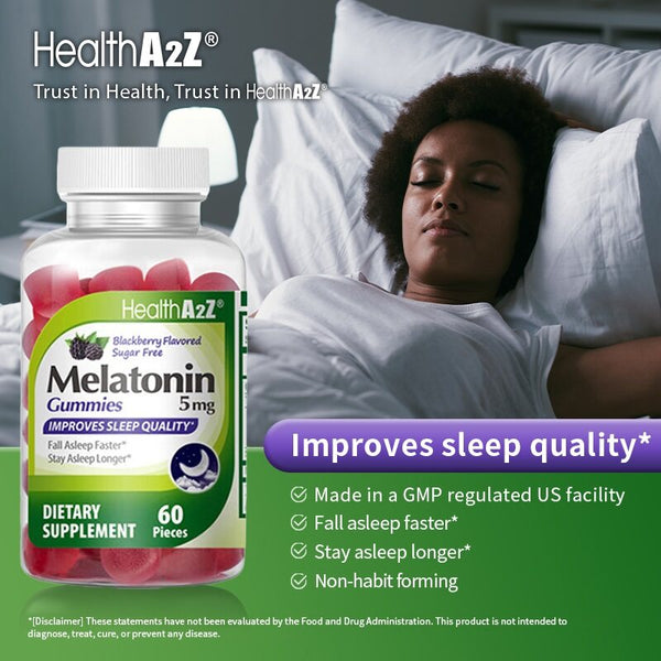 HealthA2Z - Sugar Free Melatonin Gummies (Blackberry Flavored) - 60 Count
