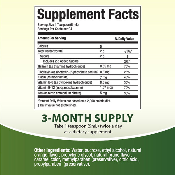 HealthA2Z – Liquid Vitamin B-Complex Plus Iron – Natural Orange Flavor – 16 fl oz