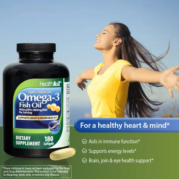 HealthA2Z - Fish Oil 900 mg EPA 600 mg DHA Softgels - 180 Count