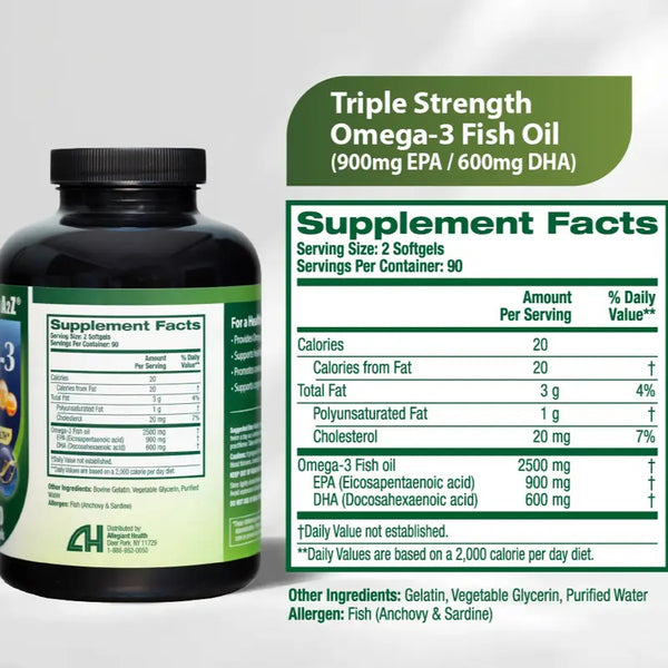 HealthA2Z - Fish Oil 900 mg EPA 600 mg DHA Softgels - 180 Count