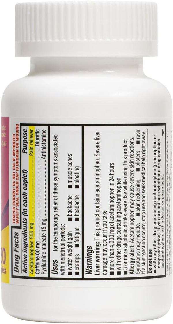 HealthA2Z® Menstrual Complete Multi-Symptom Pain Relief Tablets - Acetaminophen & Caffeine - 120ct