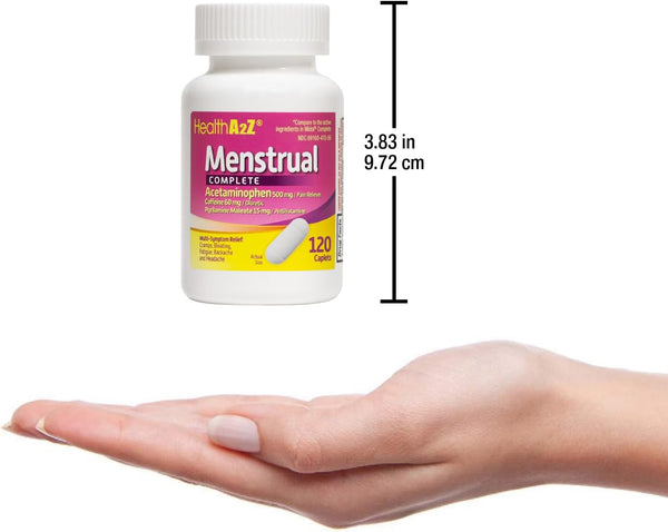 HealthA2Z® Menstrual Complete Multi-Symptom Pain Relief Tablets - Acetaminophen & Caffeine - 120ct