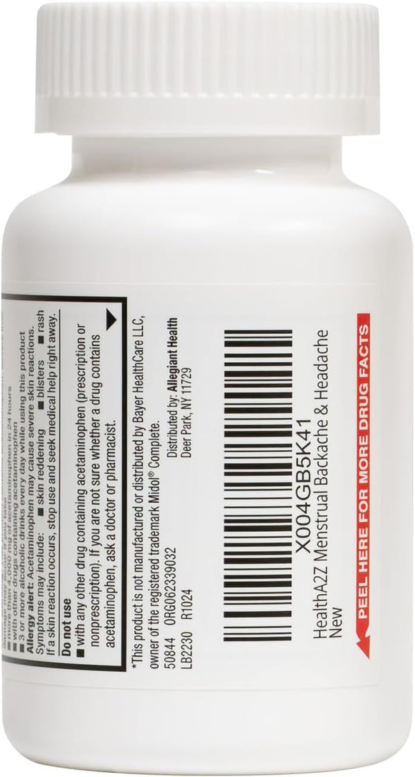 HealthA2Z® Menstrual Complete Multi-Symptom Pain Relief Tablets - Acetaminophen & Caffeine - 120ct
