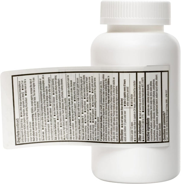 HealthA2Z® Dual Action Pain Relief Caplets - Acetaminophen 250mg & Ibuprofen 125mg - 300ct