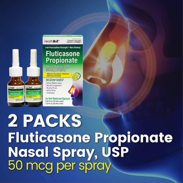 HealthA2Z – Fluticasone Propionate Nasal Spray 50 mcg – 24 Hour Allergy Relief – 0.62 fl oz 144 Sprays