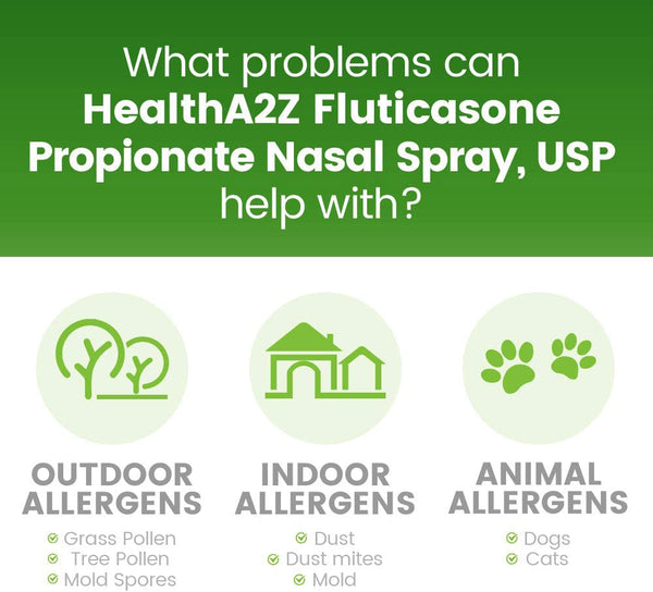 HealthA2Z – Fluticasone Propionate Nasal Spray 50 mcg – 24 Hour Allergy Relief – 0.62 fl oz 144 Sprays