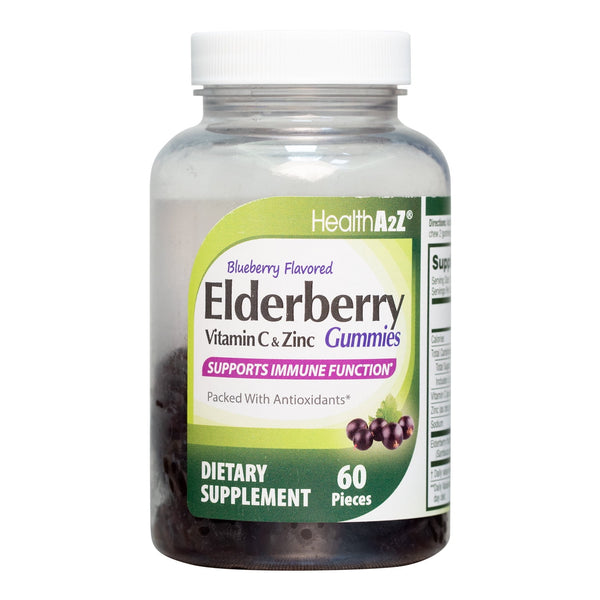 HealthA2Z - Elderberry Gummies with Vitamin C & Zinc - 60 Count