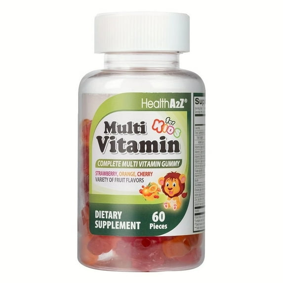 HealthA2Z - Kids Multivitamin Gummies Strawberry Orange Cherry Mixed Fruit - 60 Count