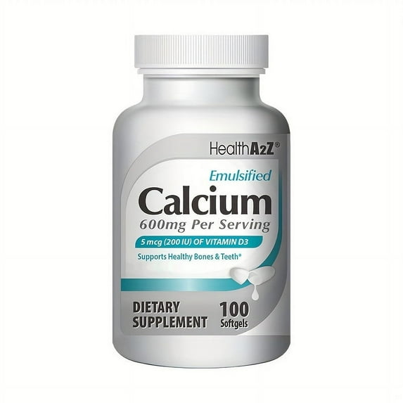 HealthA2Z - Emulsified Calcium with Vitamin D3 Softgels - 100 Count