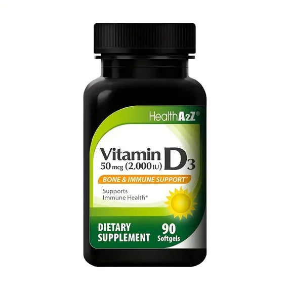 HealthA2Z - Vitamin D3 50 mcg (2000 IU) Softgels - 90 Count