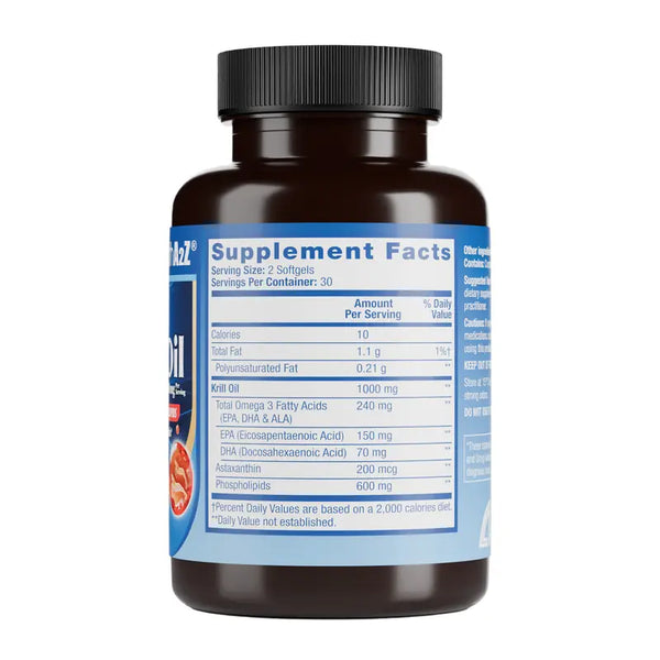 HealthA2Z Antarctic Krill Oil 1000 mg Per Serving- 60 Softgels - Rich in EPA, DHA, ALA & Astaxanthin, Superior Absorption, Pure Krill Oil, Dye Free
