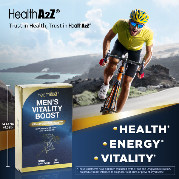 HealthA2Z® - Men's Vitality Boost with Maca & Saw Palmetto Capsules - 30 Count