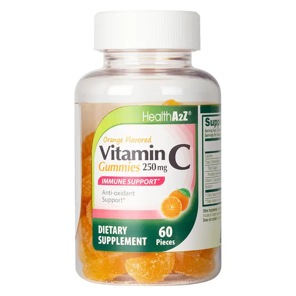 HealthA2Z - Vitamin C Gummies Edible Antioxidants to Support Immune Health (Orange Flavor) - 60 Count