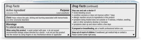 HealthA2Z® Rectal Care Cream - 5% Lidocaine Maximum Strength Numbing Relief, 28g (1oz)