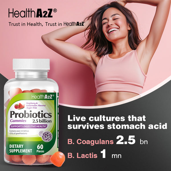 HealthA2Z – Sugar Free Probiotic Gummies Raspberry & Watermelon – 60 Counts