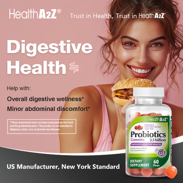 HealthA2Z – Sugar Free Probiotic Gummies Raspberry & Watermelon – 60 Counts