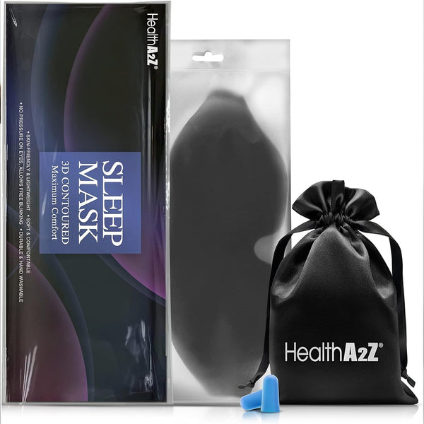 HealthA2Z® Heat-Bonded Sleep Eye Mask – Adjustable, Lightweight, Black – For Travel, Meditation & Rest