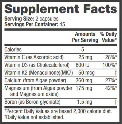 HealthA2Z® Bone Support Supplement with Algae Calcium Complex, 90 Capsules
