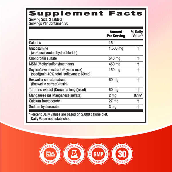HealthA2Z – 9-in-1 Joint Support for Women with Glucosamine, Chondroitin, MSM, Turmeric & Soy Isoflavones – 90 Tablets
