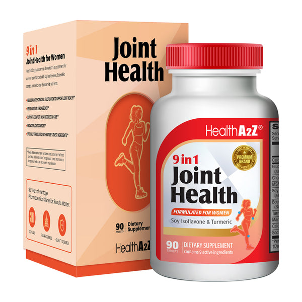 HealthA2Z – 9-in-1 Joint Support for Women with Glucosamine, Chondroitin, MSM, Turmeric & Soy Isoflavones – 90 Tablets