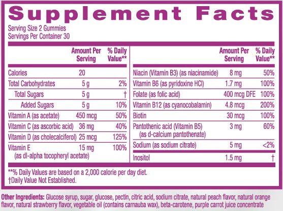 HealthA2Z - Women's Multivitamin Gummies (Peach, Orange & Strawberry Flavored) - 60 Count