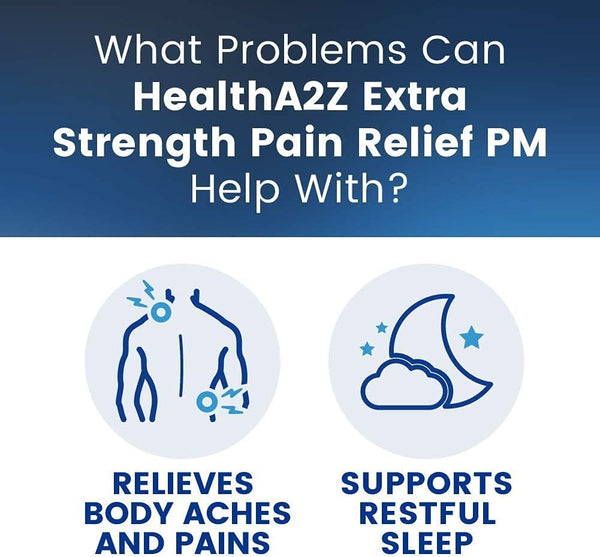 HealthA2Z – Acetaminophen 500 mg & Diphenhydramine 25 mg Extra Strength Pain Relief PM – Nighttime Sleep Aid – 365 Caplets