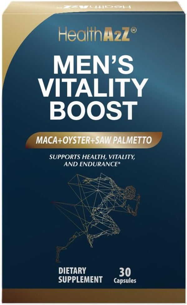 HealthA2Z® - Men's Vitality Boost with Maca & Saw Palmetto Capsules - 30 Count